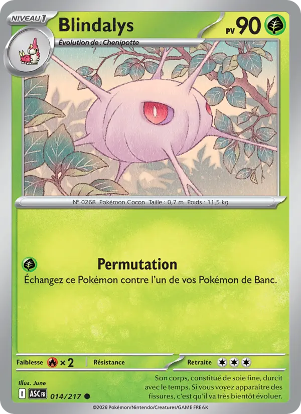 Carte Pokemon 014/217 Blindalys Reverse | LorenZone
