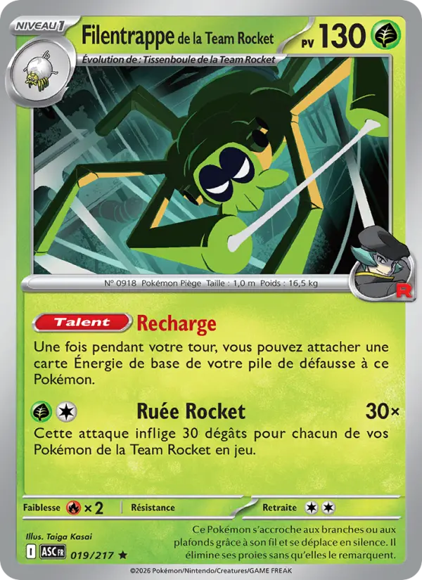Carte Pokemon 019/217 Filentrappe de la Team Rocket Reverse | LorenZone