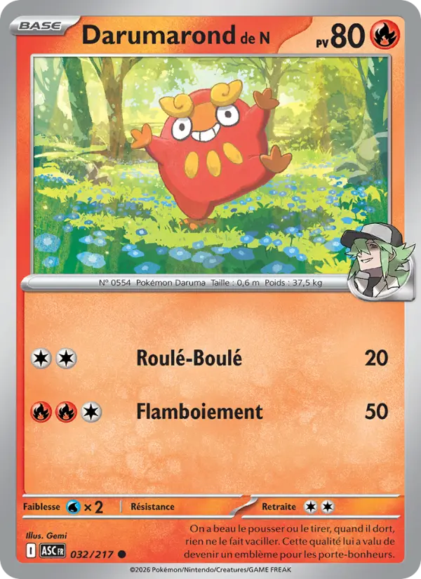 Carte Pokemon 032/217 Darumarond de N Reverse | LorenZone