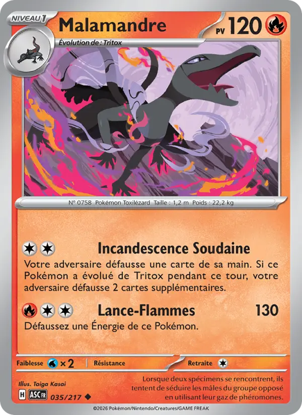 Carte Pokemon 035/217 Malamandre Reverse | LorenZone