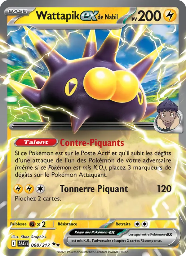 Carte Pokemon 068/217 Wattapik-ex de Nabil Holo | LorenZone