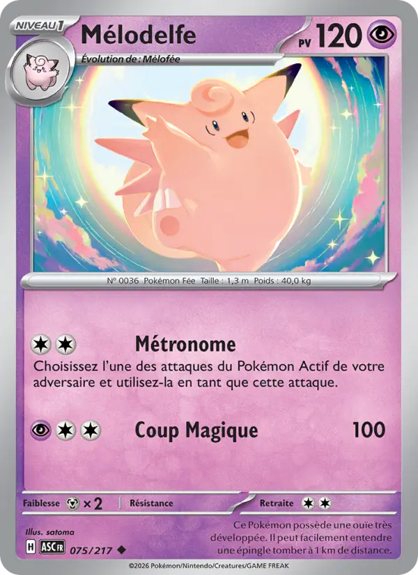 Carte Pokemon 075/217 Mélodelfe Reverse | LorenZone