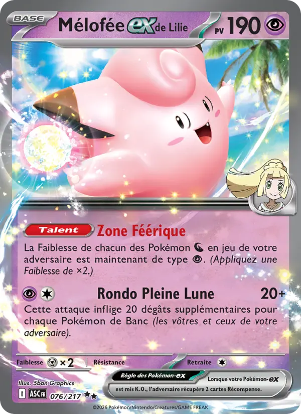 Carte Pokemon 076/217 Mélofée-ex de Lilie Holo | LorenZone