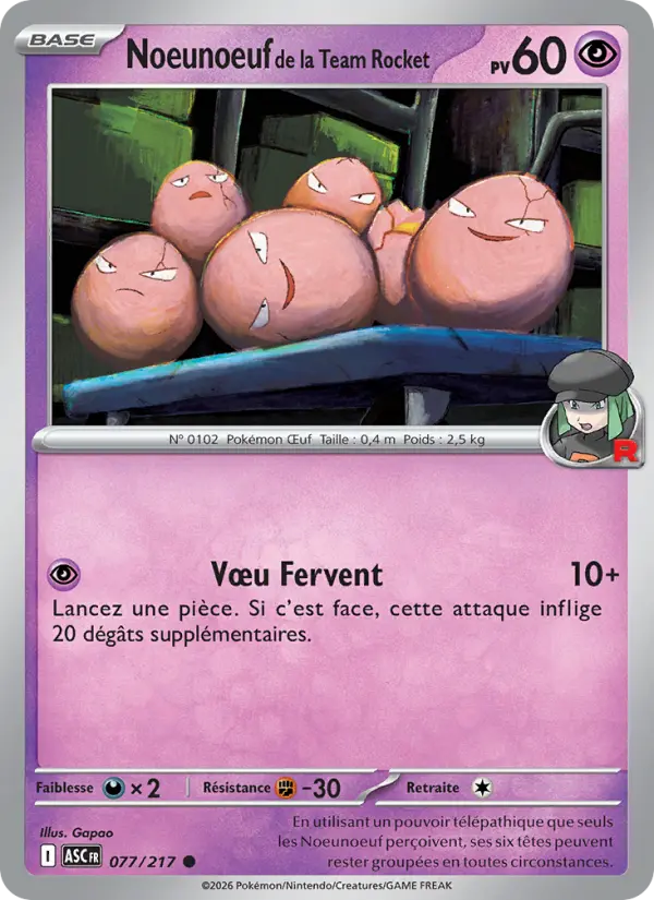 Carte Pokemon 077/217 Noeunoeuf de la Team Rocket Reverse | LorenZone