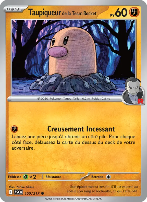 Carte Pokemon 100/217 Taupiqueur de la Team Rocket Reverse | LorenZone