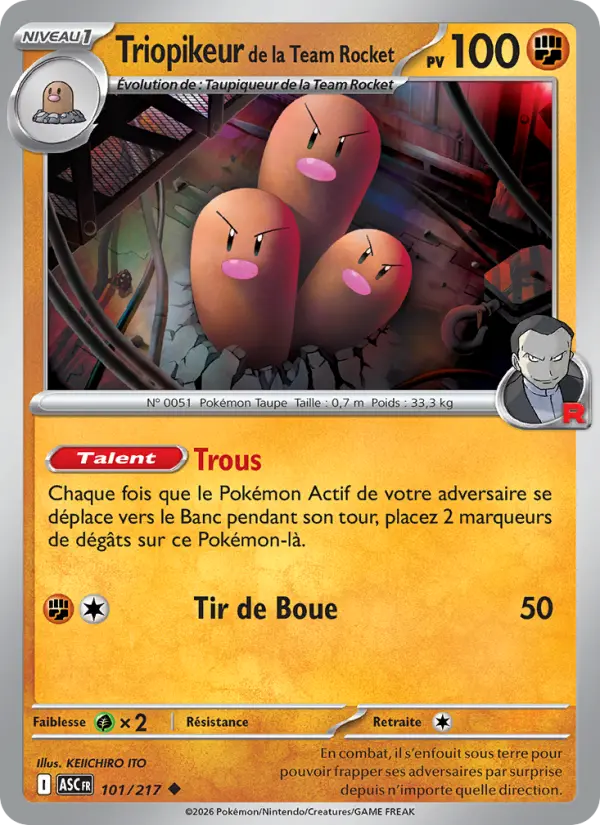 Carte Pokemon 101/217 Triopikeur de la Team Rocket Reverse | LorenZone
