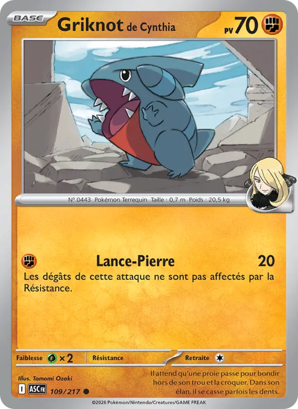 Carte Pokemon 109/217 Griknot de Cynthia Reverse | LorenZone