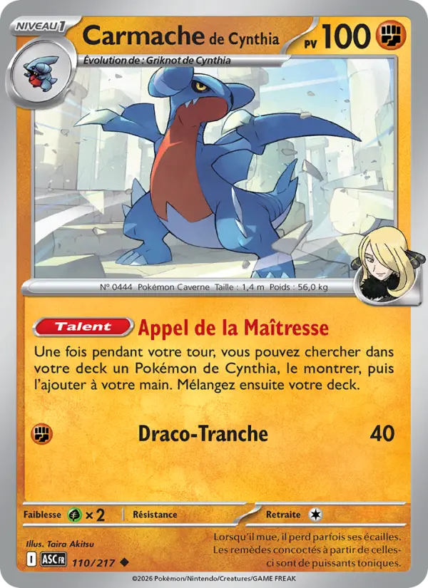 Carte Pokemon 110/217 Carmache de Cynthia Reverse | LorenZone