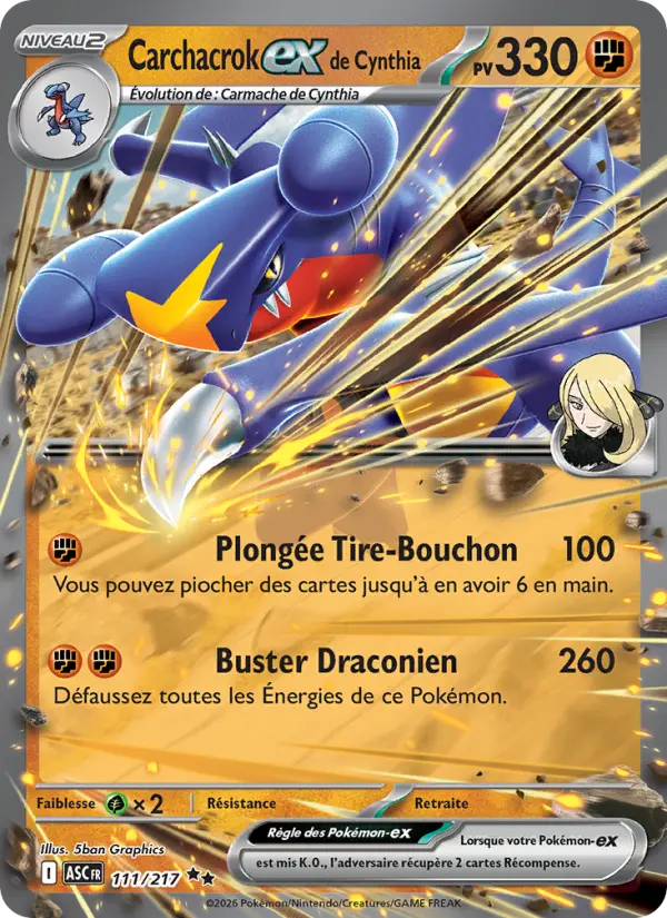 Carte Pokemon 111/217 Carchacrock-ex de Cynthia Holo | LorenZone