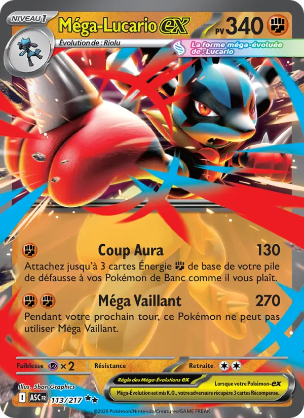 Carte Pokemon 113/217 Méga-Lucario-ex Holo | LorenZone