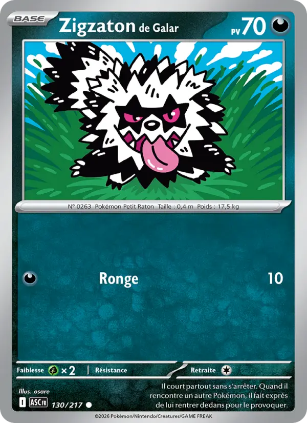 Carte Pokemon 130/217 Zigzaton de Galar Reverse | LorenZone