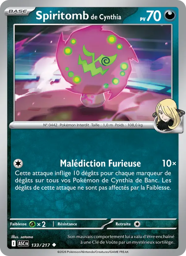 Carte Pokemon 133/217 Spiritomb de Cynthia Reverse | LorenZone