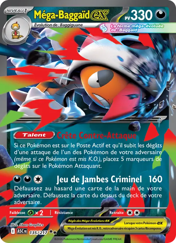 Carte Pokemon 135/217 Méga-Baggaïd-ex Holo | LorenZone