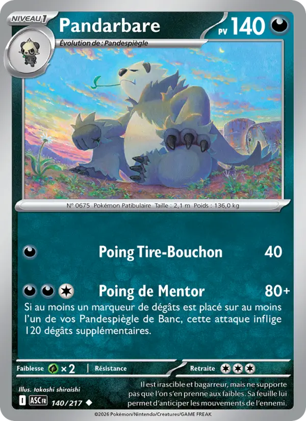 Carte Pokemon 140/217 Pandarbare Reverse | LorenZone