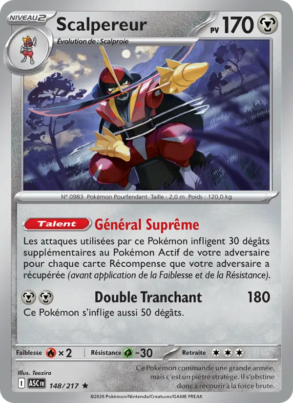 Carte Pokemon 148/217 Scalpereur Reverse | LorenZone