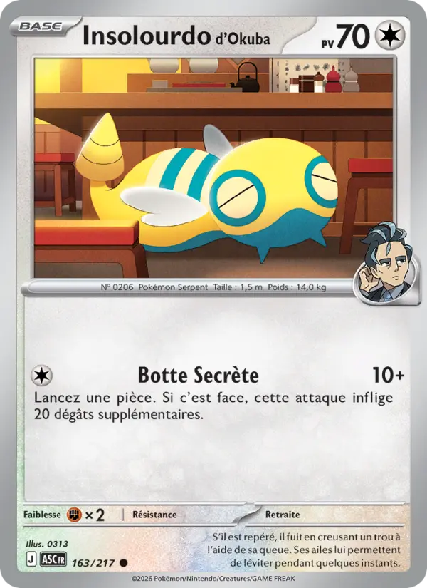 Carte Pokemon 163/217 Insolourdo d'Okuba Reverse | LorenZone