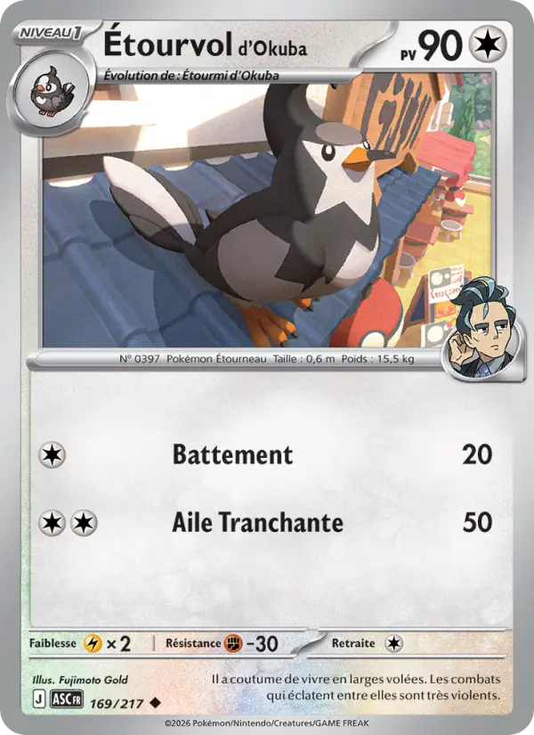 Carte Pokemon 169/217 Étourvol d'Okuba Reverse | LorenZone