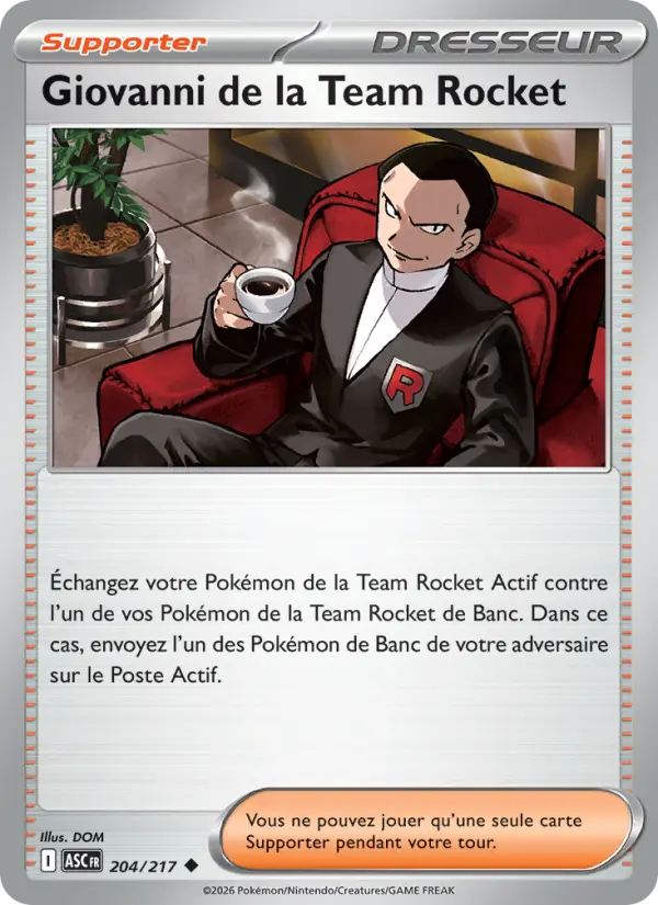 Carte Pokemon 204/217 Giovanni de la Team Rocket Reverse | LorenZone