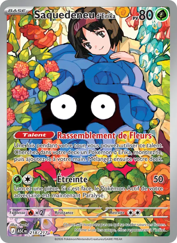 Carte Pokemon 218/217 Saquedeneu d'Erika Illustration Rare | LorenZone