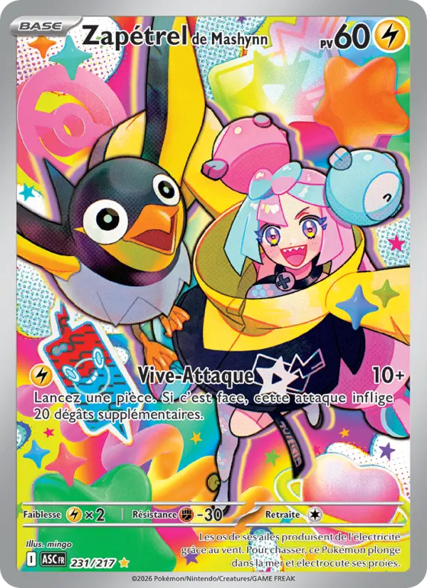 Carte Pokemon 231/217 Zapétrel de Mashynn Illustration Rare | LorenZone