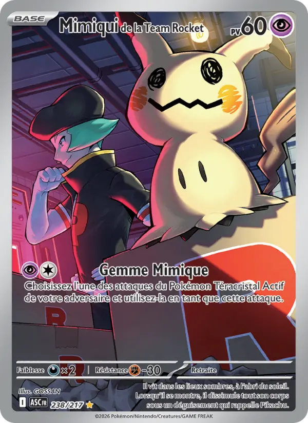 Carte Pokemon 238/217 Mimiqui de la Team Rocket Illustration Rare | LorenZone