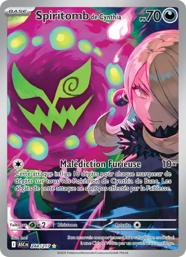Carte Pokemon 244/217 Spiritomb de Cynthia Illustration Rare | LorenZone