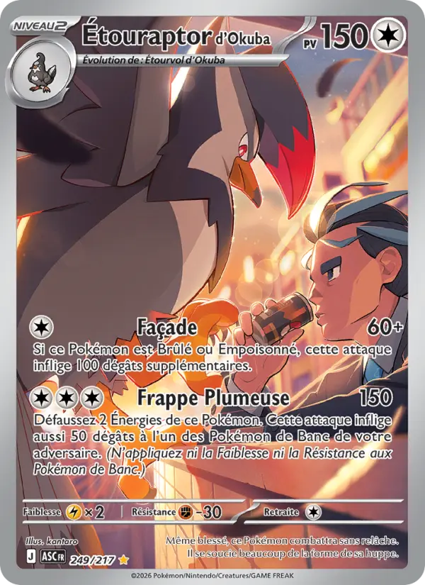 Carte Pokemon 249/217 Étouraptor d'Okuba Illustration Rare | LorenZone