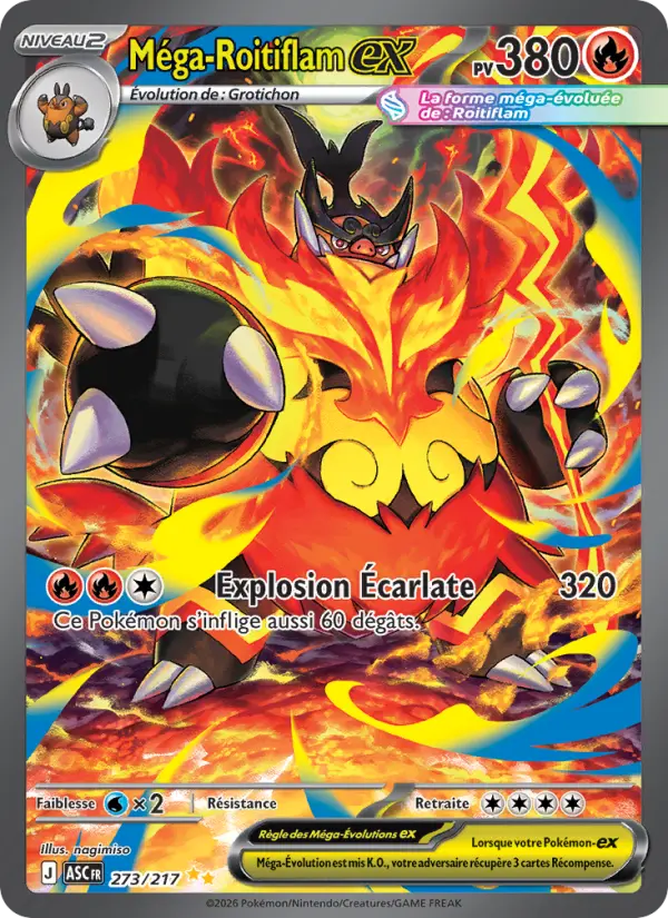 Carte Pokemon 273/217 Méga-Roitiflam-ex Illustration Spéciale Rare | LorenZone