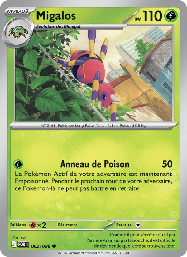 Carte Pokemon 002/088 Migalos Reverse | LorenZone