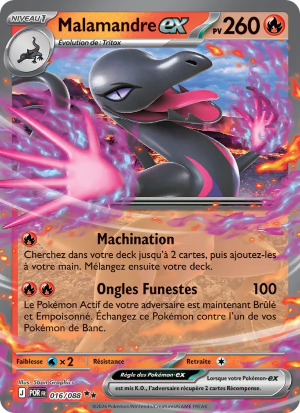 Carte Pokemon 016/088 Malamandre-ex Holo | LorenZone