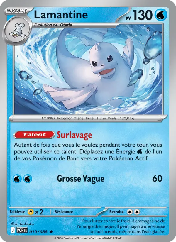 Carte Pokemon 019/088 Lamantine Reverse | LorenZone