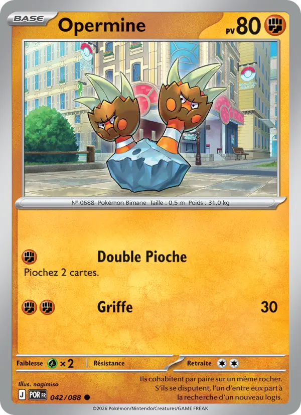 Carte Pokemon 042/088 Opermine Reverse | LorenZone
