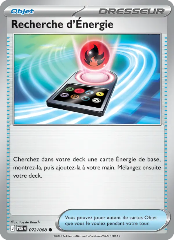 Carte Pokemon 072/088 Recherche d'Énergie Reverse | LorenZone