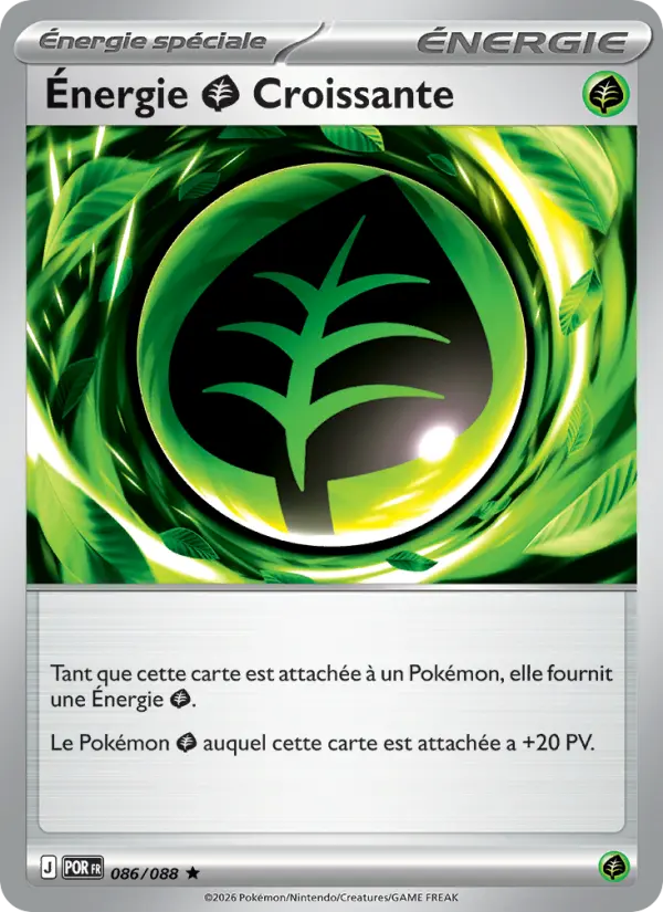 Carte Pokemon 086/088 Énergie Grass Croissante Reverse | LorenZone