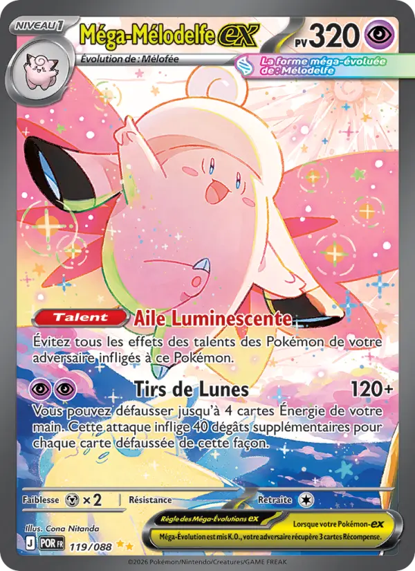 Carte Pokemon 119/088 Méga-Mélodelfe-ex Illustration Spéciale Rare | LorenZone