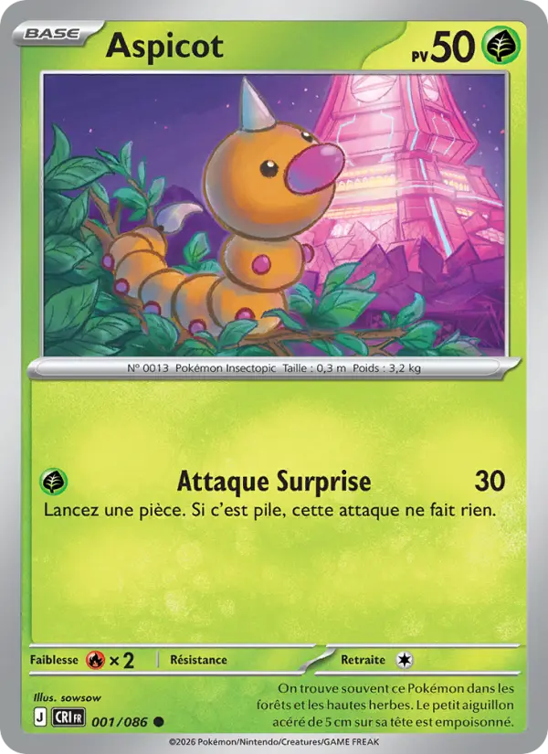 Carte Pokemon 001/086 Aspicot | LorenZone