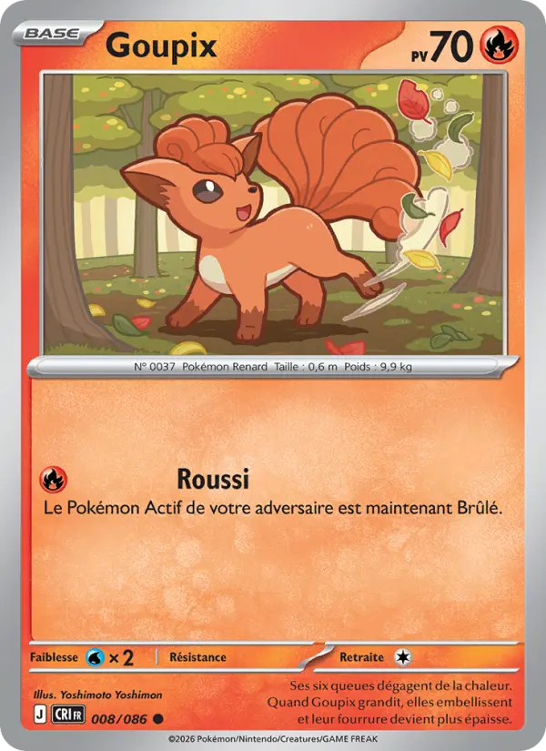 Carte Pokemon 008/086 Goupix | LorenZone