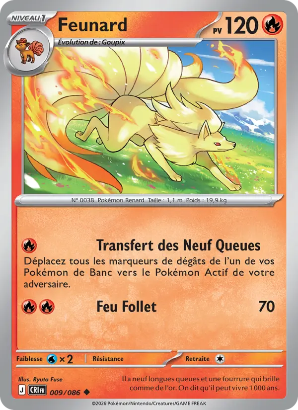 Carte Pokemon 009/086 Feunard | LorenZone