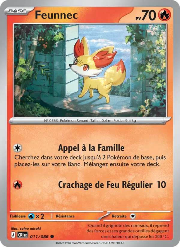 Carte Pokemon 011/086 Feunnec | LorenZone