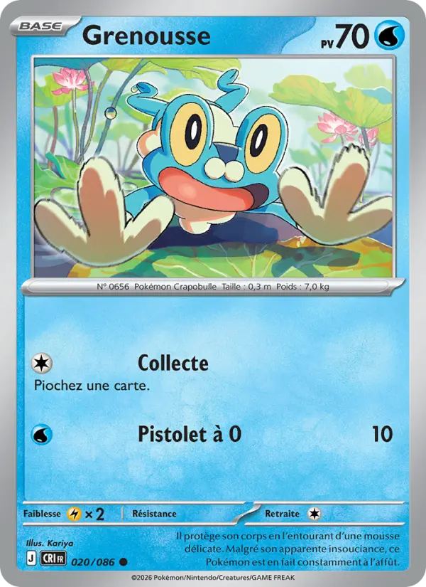 Carte Pokemon 020/086 Grenousse | LorenZone