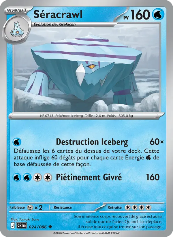 Carte Pokemon 024/086 Séracrawl | LorenZone