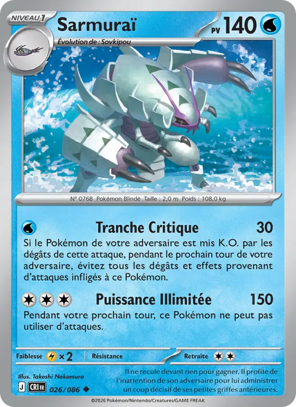 Carte Pokemon 026/086 Sarmuraï | LorenZone