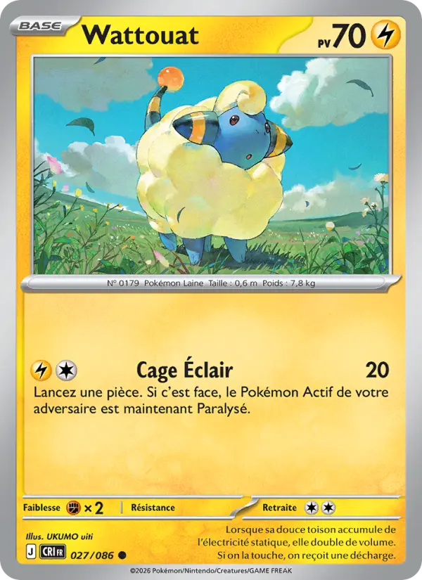 Carte Pokemon 027/086 Wattouat | LorenZone
