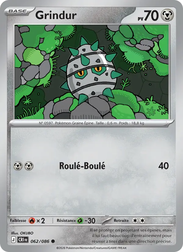 Carte Pokemon 062/086 Grindur | LorenZone