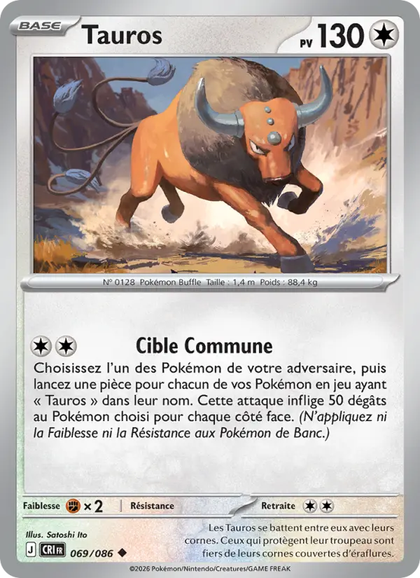 Carte Pokemon 069/086 Tauros | LorenZone