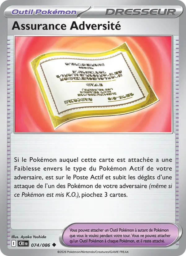 Carte Pokemon 074/086 Assurance Adversité | LorenZone