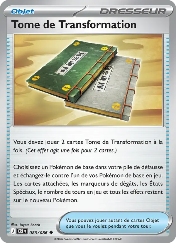 Carte Pokemon 083/086 Tome de Transformation | LorenZone