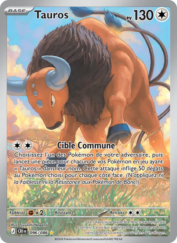 Carte Pokemon 096/086 Tauros | LorenZone