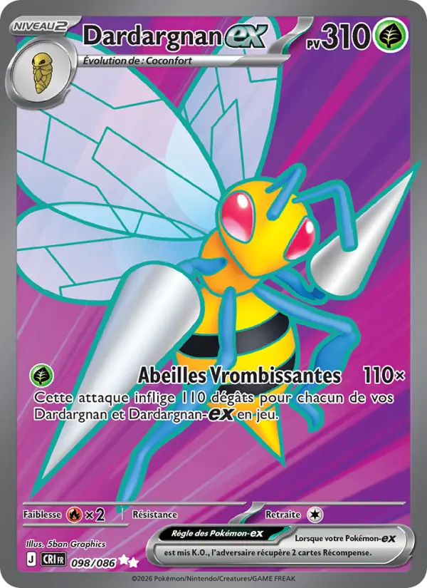 Carte Pokemon 098/086 Dardargnan-ex | LorenZone