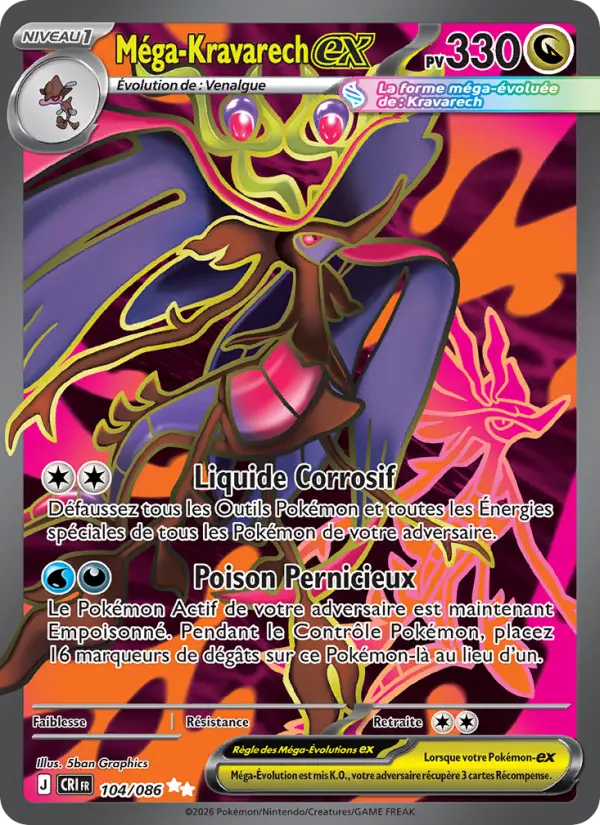 Carte Pokemon 104/086 Méga-Kravarech-ex | LorenZone